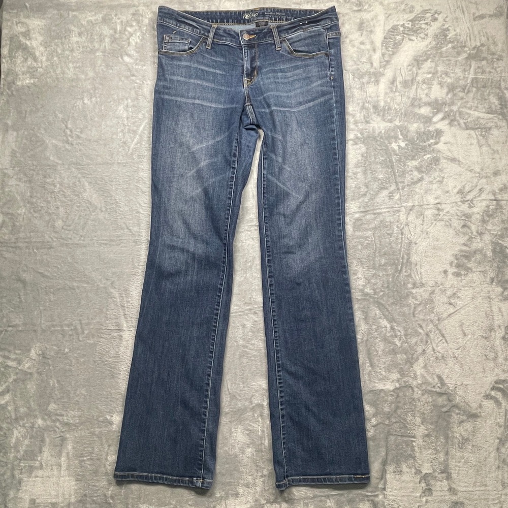 Mossimo Bootcut Jeans Womens 8/29L Blue Low Rise Semi-Evase Long Inseam Stretch